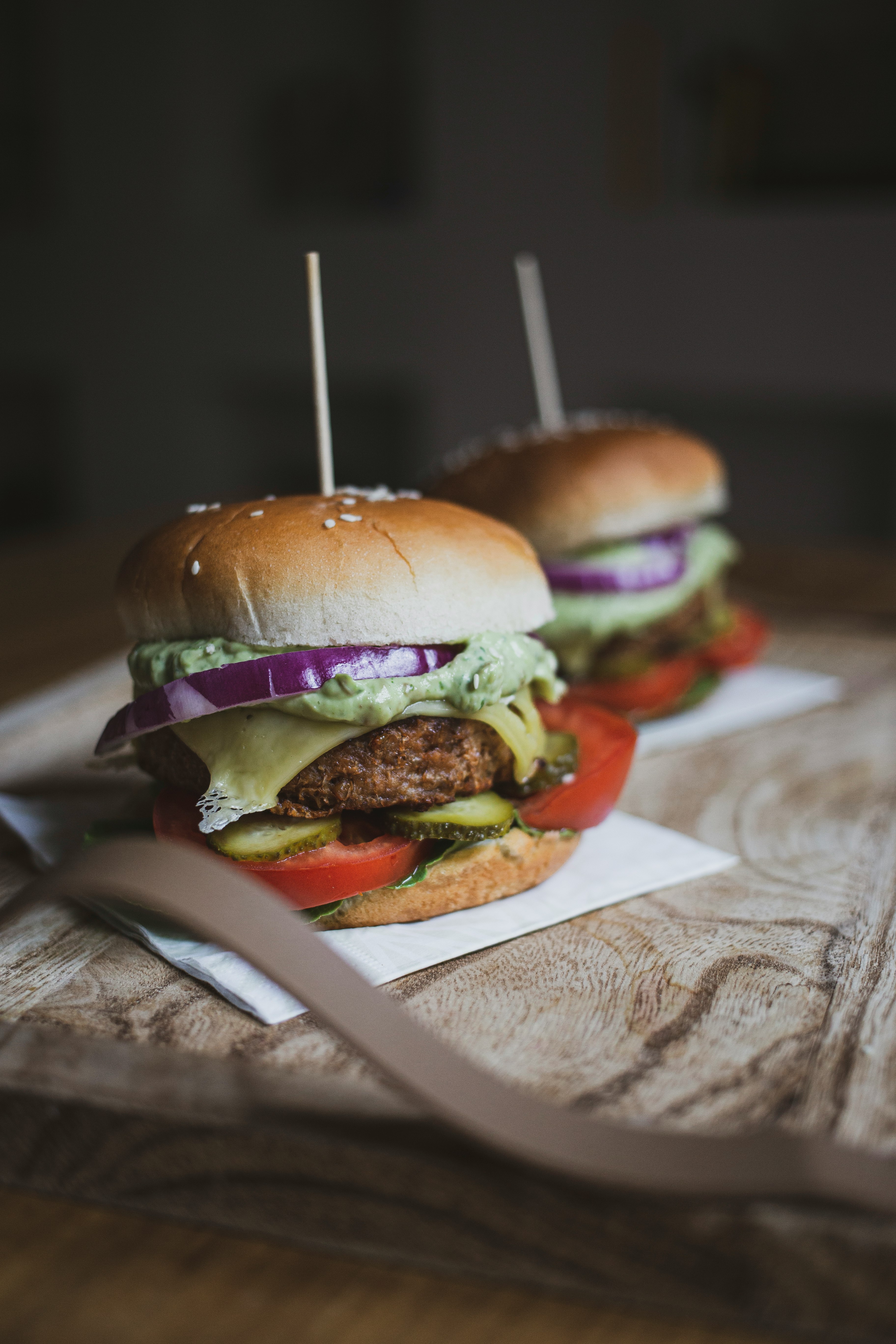 burger on white ceramic plate